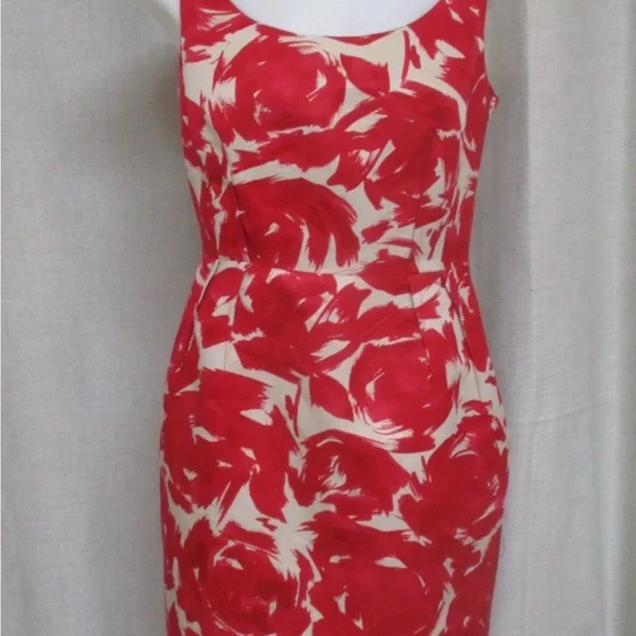 LK Bennett Red and White Floral Midi Dress - Picture 2 of 15